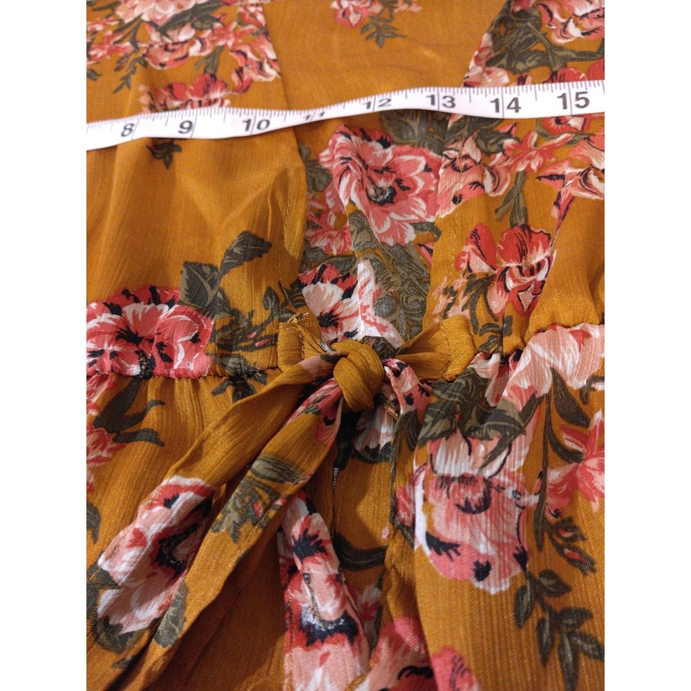 Womens  Floral Tie Front Top Size 2xl Fits XL Boho Cottage Feminine Romantic - Picture 7 of 10